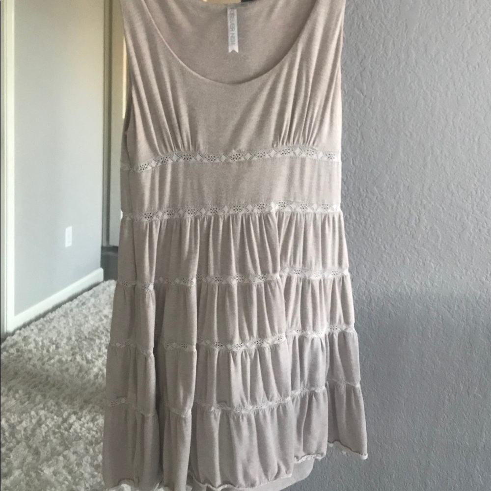 Cream dress with lace stripes